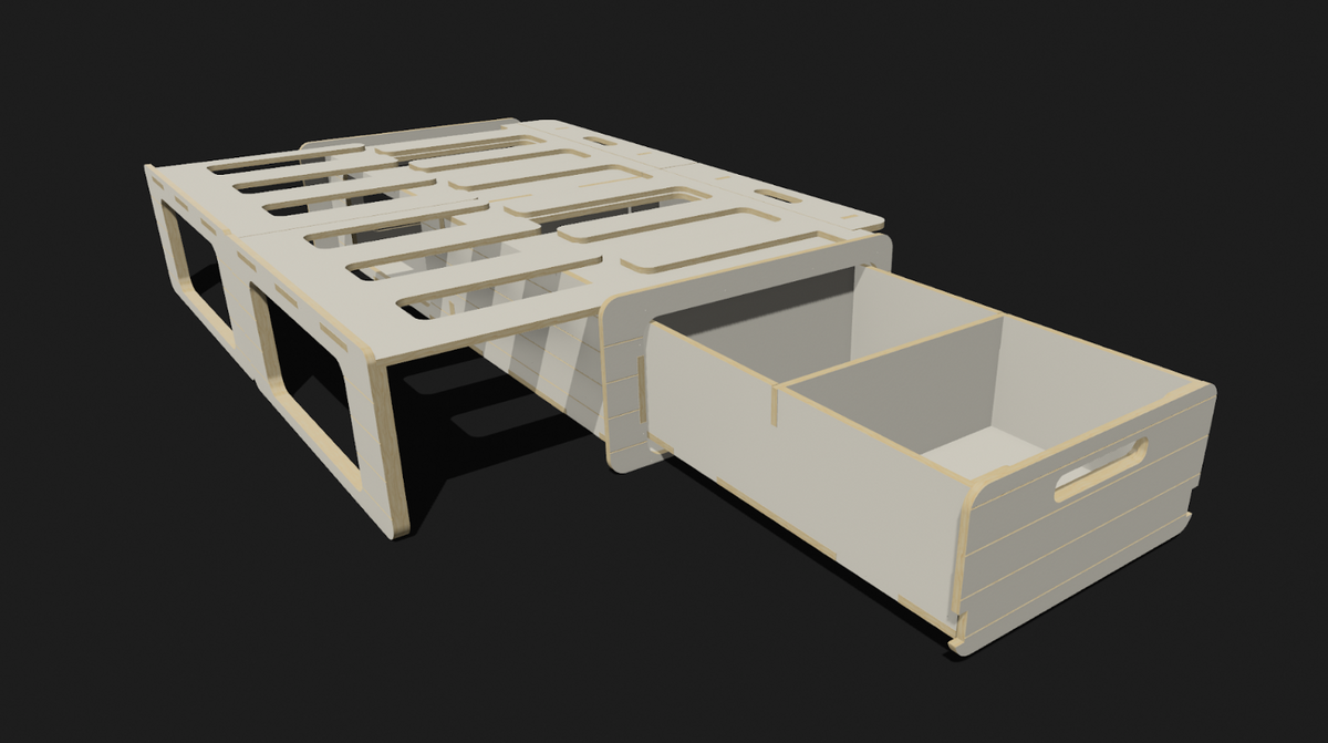 Crescent Couch FLAT PACK - Van Conversion Kit