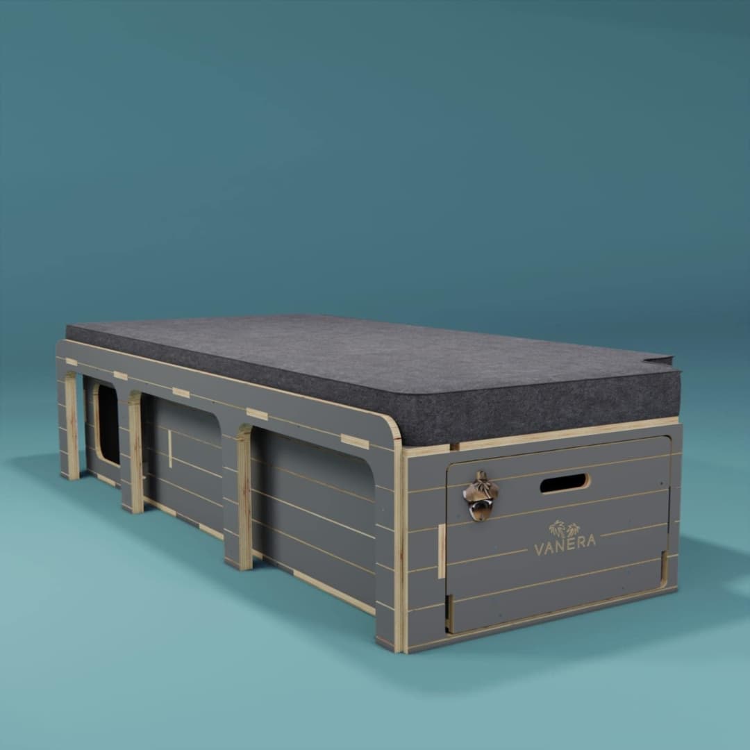 Crescent Couch - Van Conversion Kits - Render - Grey